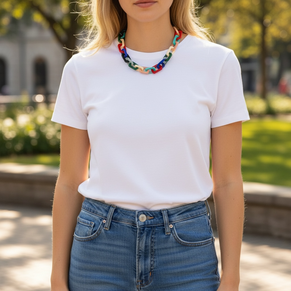 Chunky Link Chain Necklace for Women - size and scale reference