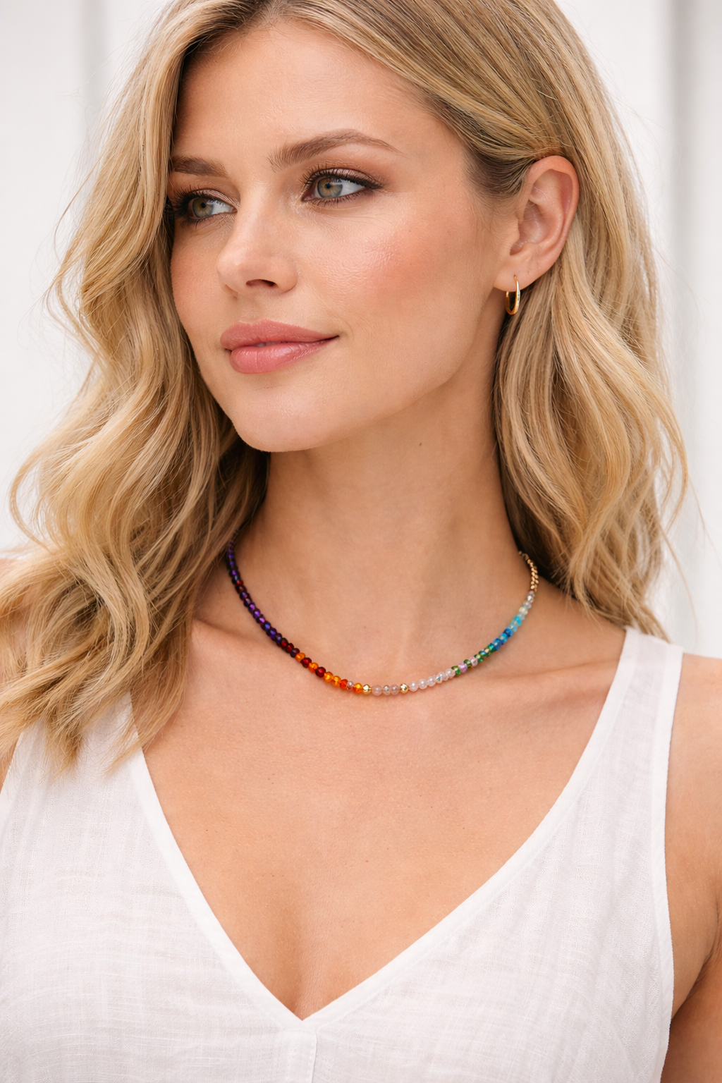 Sipping on Spritzers Beaded Necklace for Women - close-up detail view