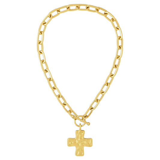 Cross Charm Chunky Toggle Necklace