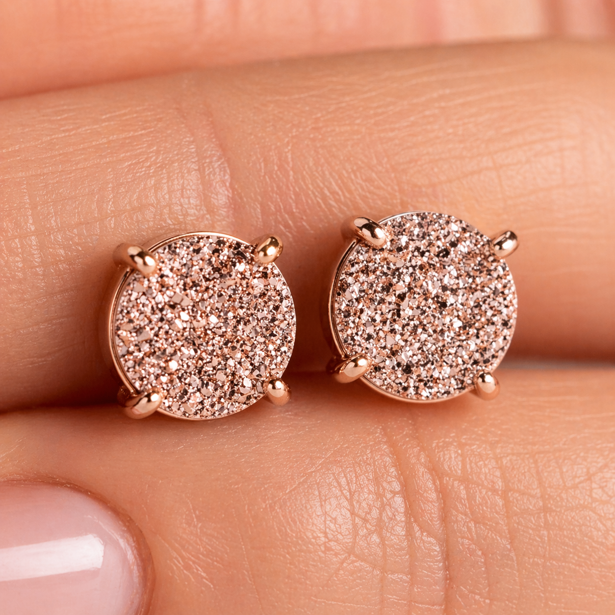 Rose Gold Crystal Stud Earrings