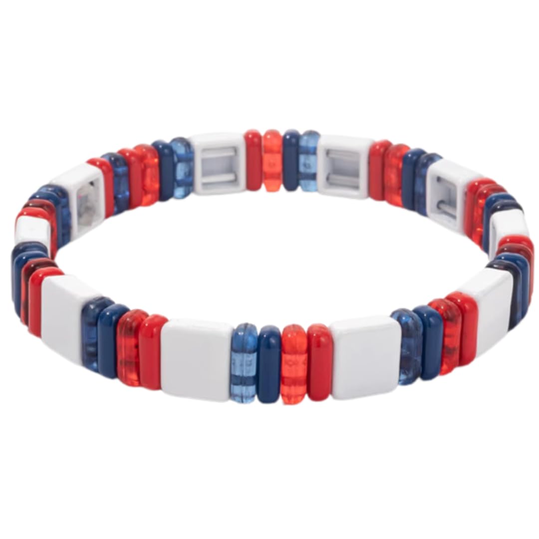 Stretch Bracelet Stack: Red, White & Blue