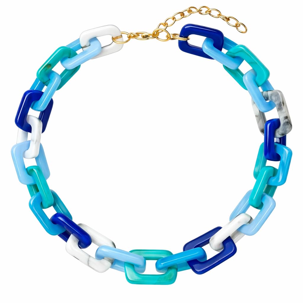 Chunky acrylic chain link necklace in bold color combination