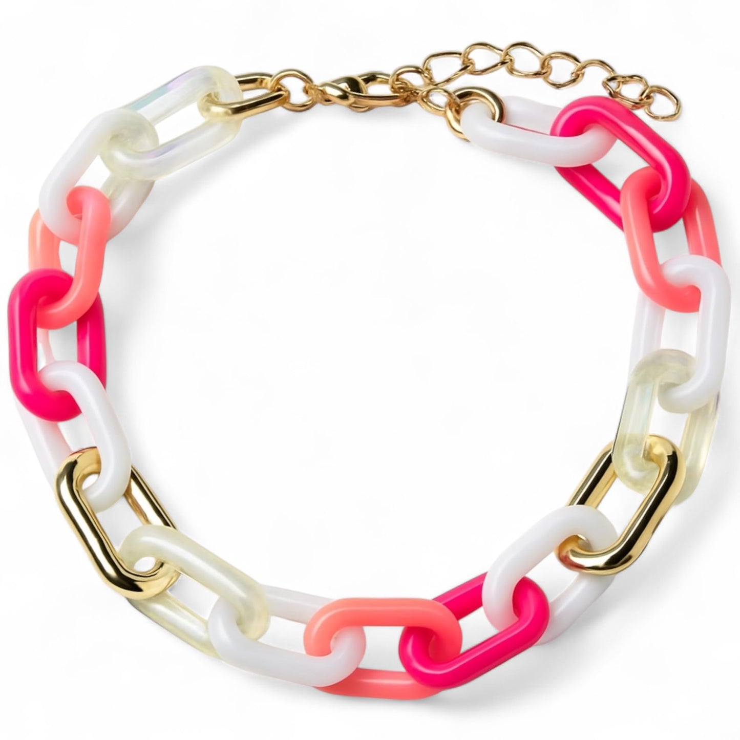 Chunky acrylic chain link necklace colorful statement piece