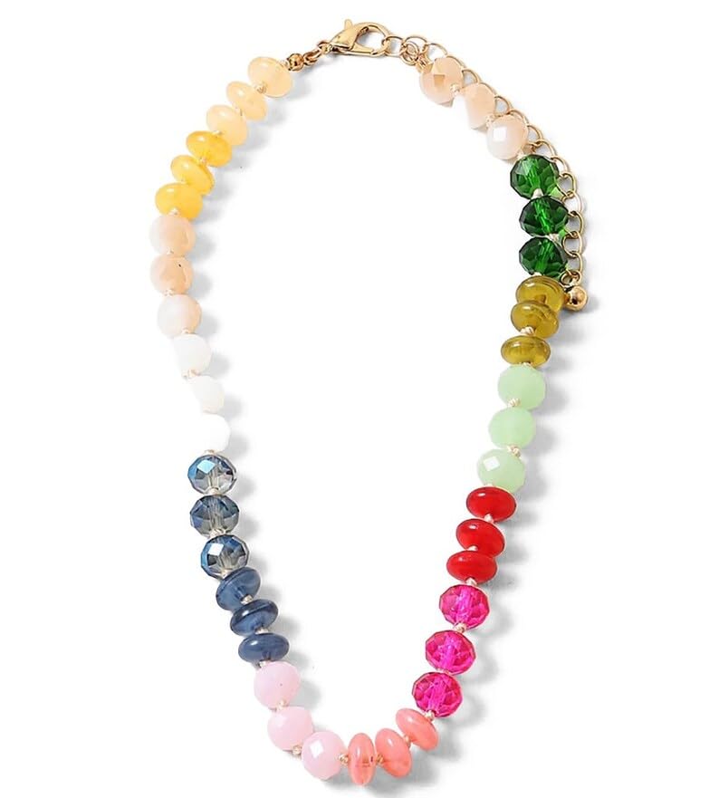 Hand-knotted glass bead necklace with colorful artisan beadwork