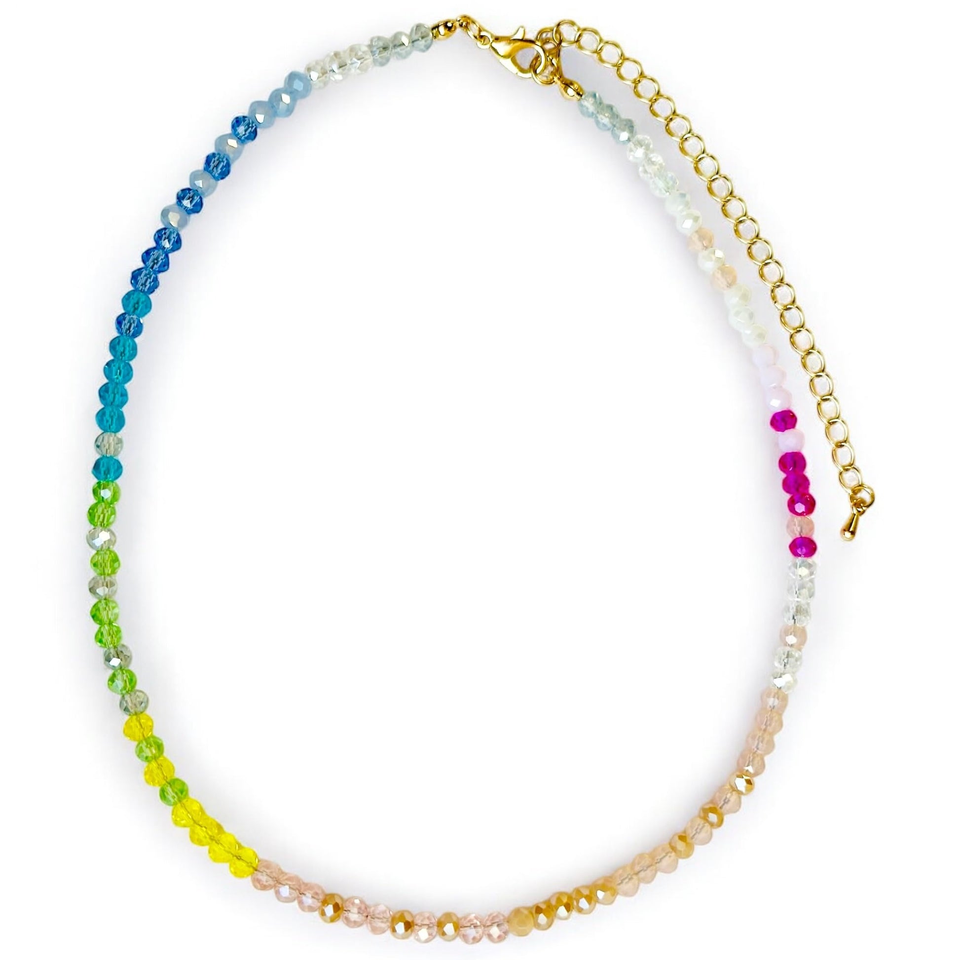 Close-up of tiny crystal bead rainbow gradient detail