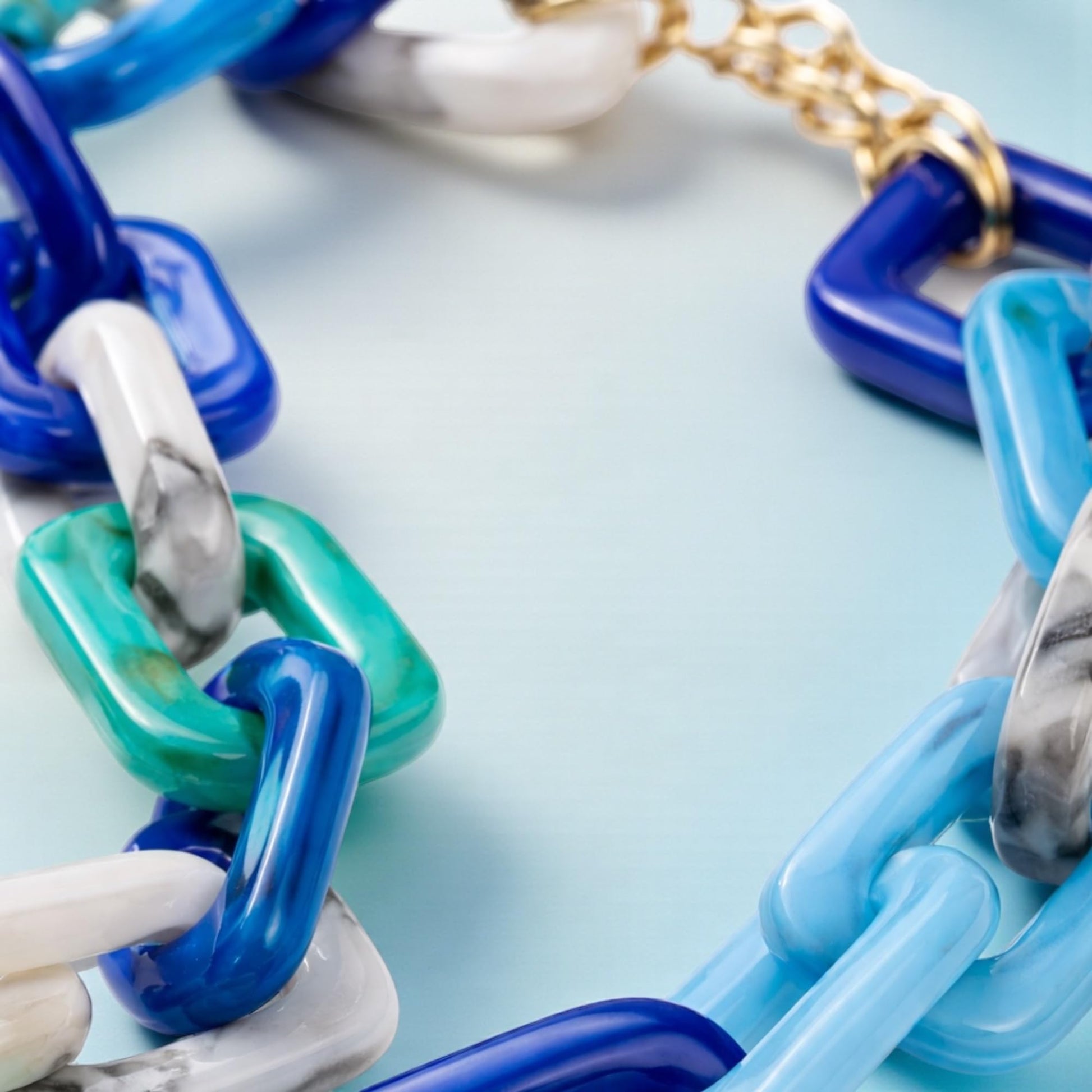 Bold colorful chain link necklace flat lay