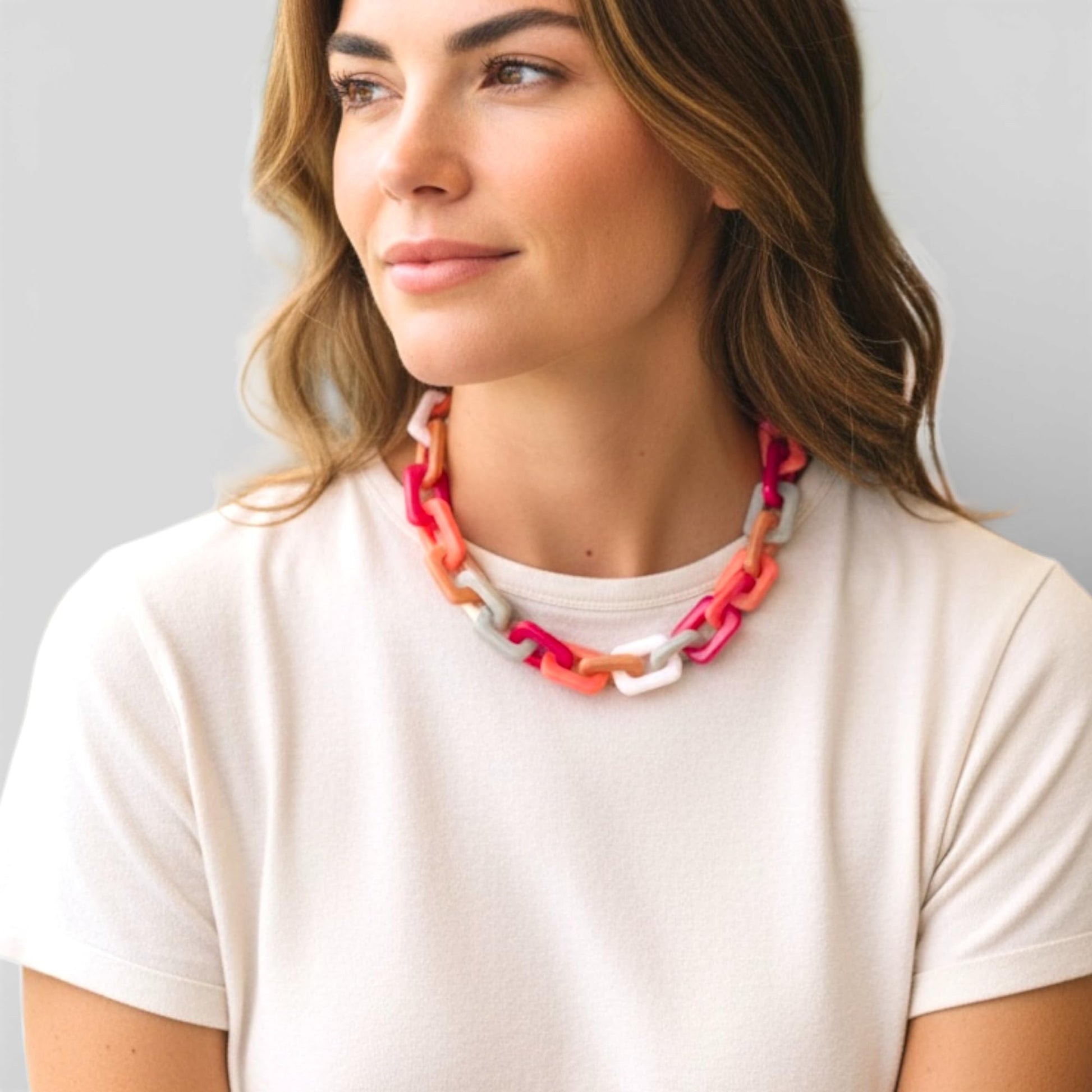 Oversized chunky link necklace close-up view