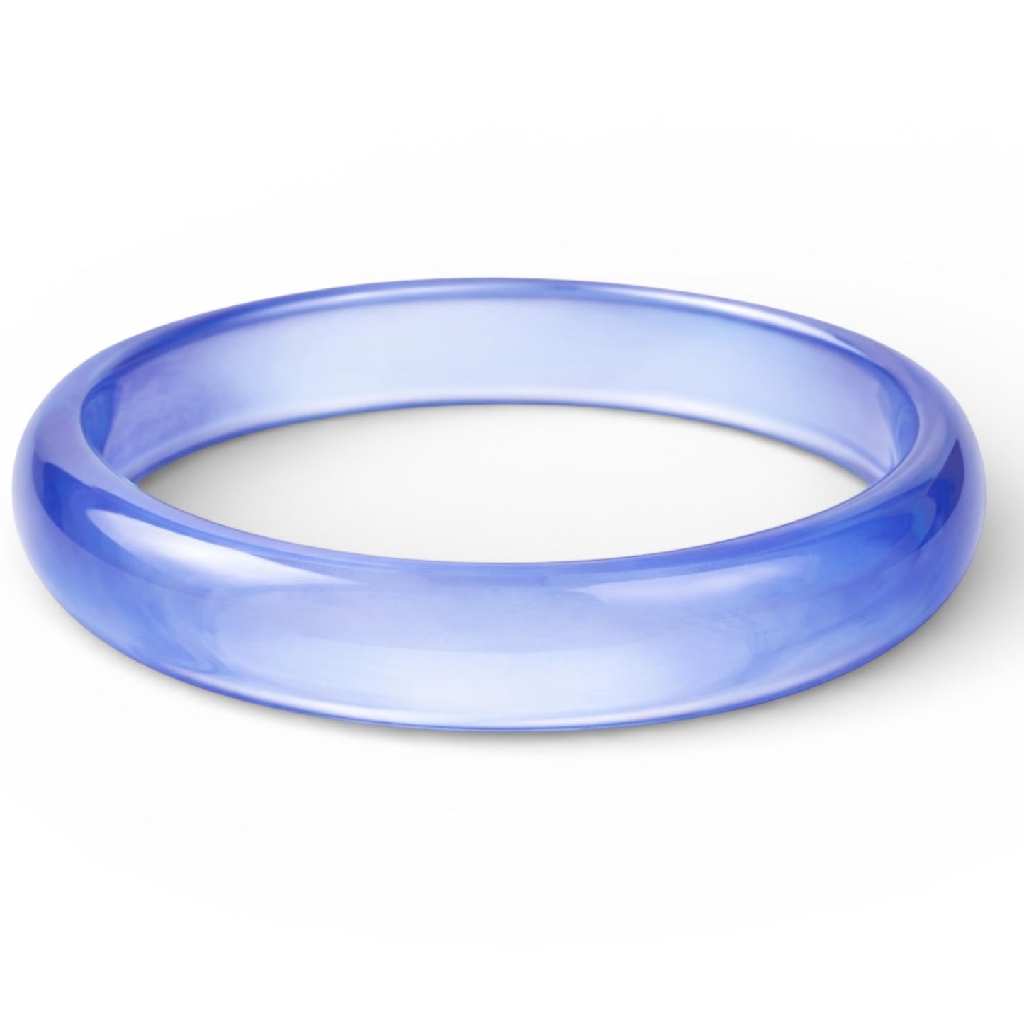 Three blue resin bangles side by side showing color gradient