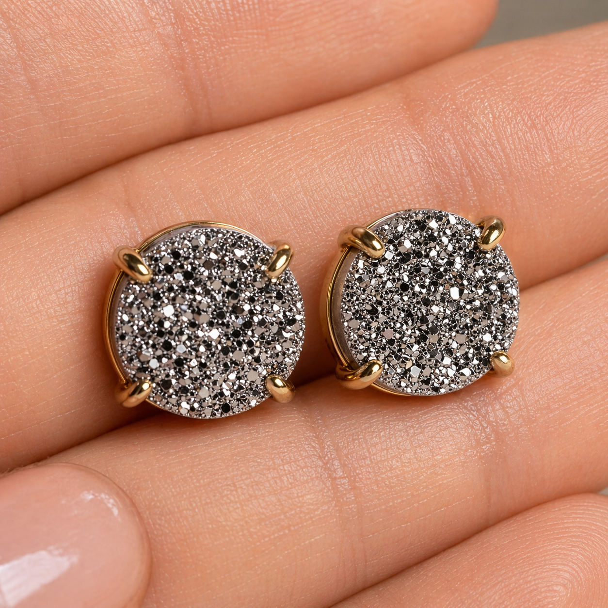 Graphite Crystal Stud Earrings