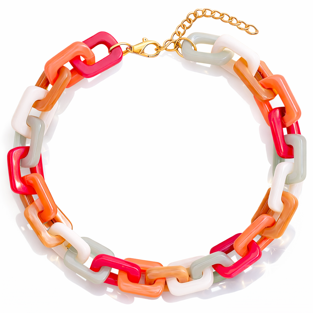 Chunky Link Chain Necklace — Blue Marble - product photo