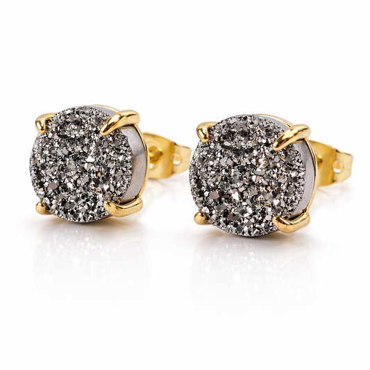 Graphite Crystal Stud Earrings