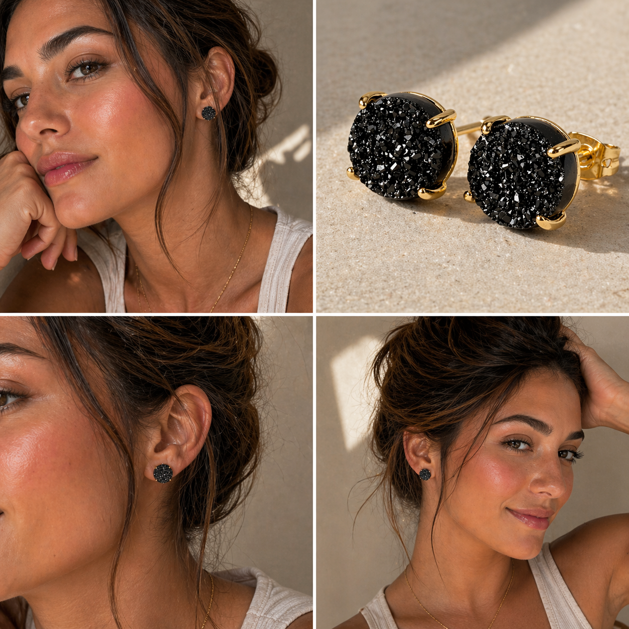Onyx Crystal Stud Earrings