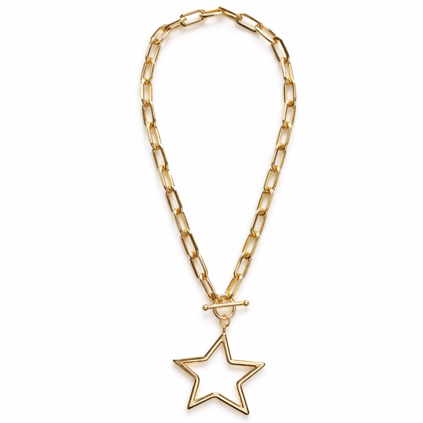 Open Star Chunky Chain Necklace