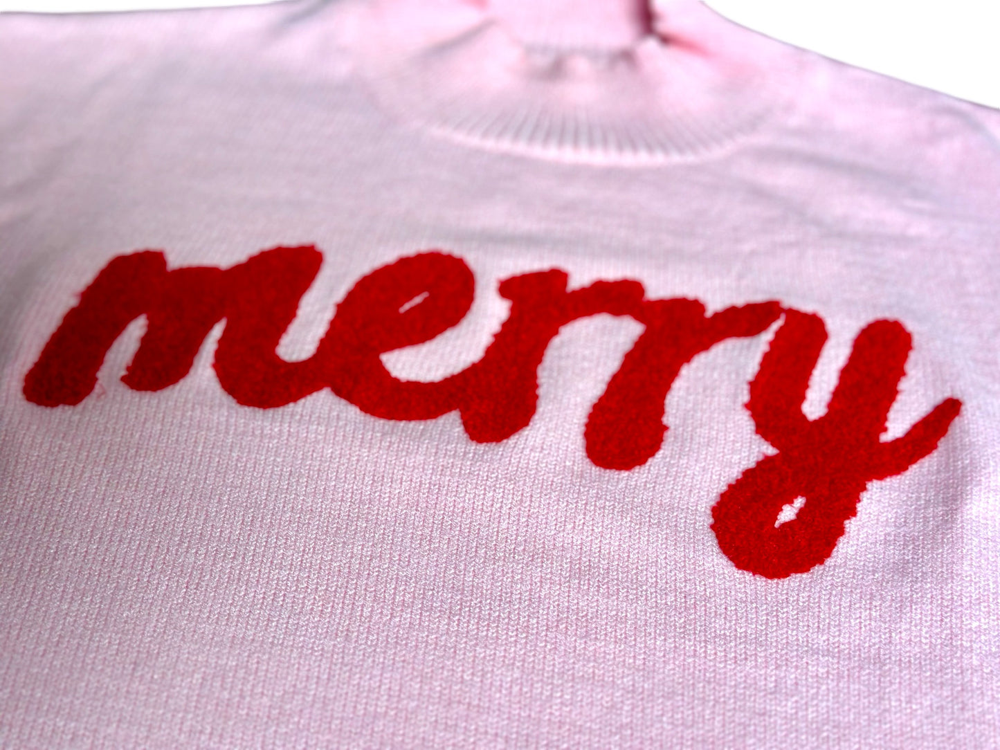 Festive Pink Merry Sweater