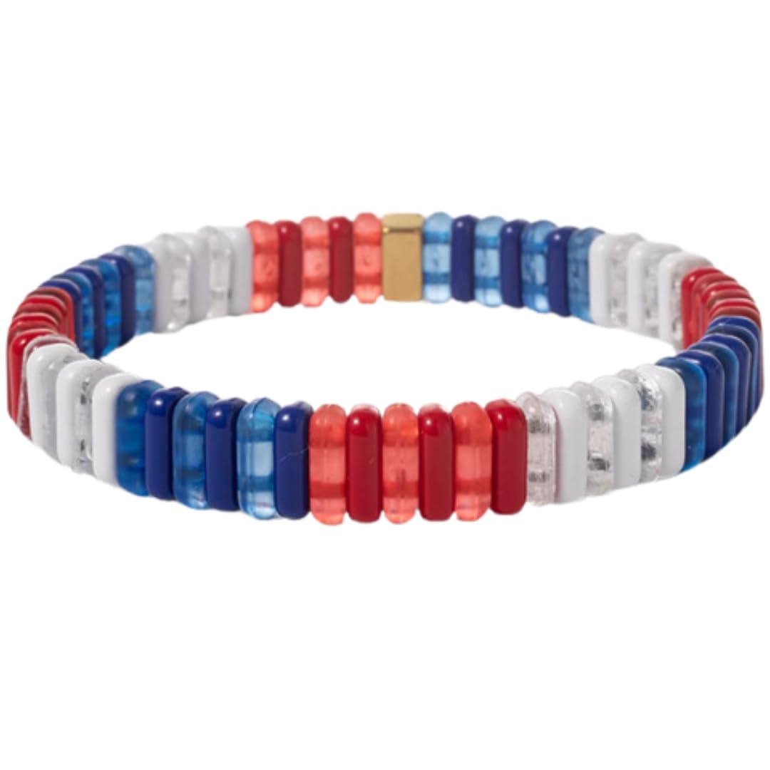 Stretch Bracelet Stack: Red, White & Blue