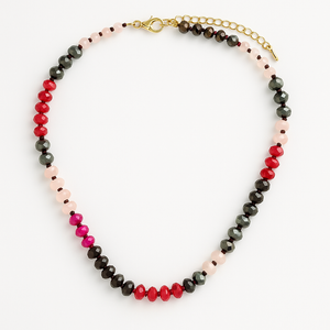 WineWear Sipping on Cherry Cola Gemstone Necklace for Women - Beaded Chain