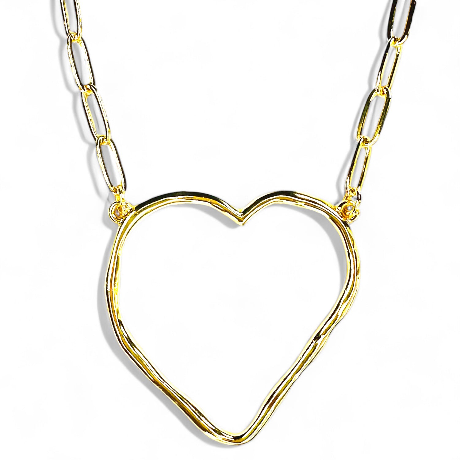 Open heart pendant necklace in 18k gold-plated stainless steel