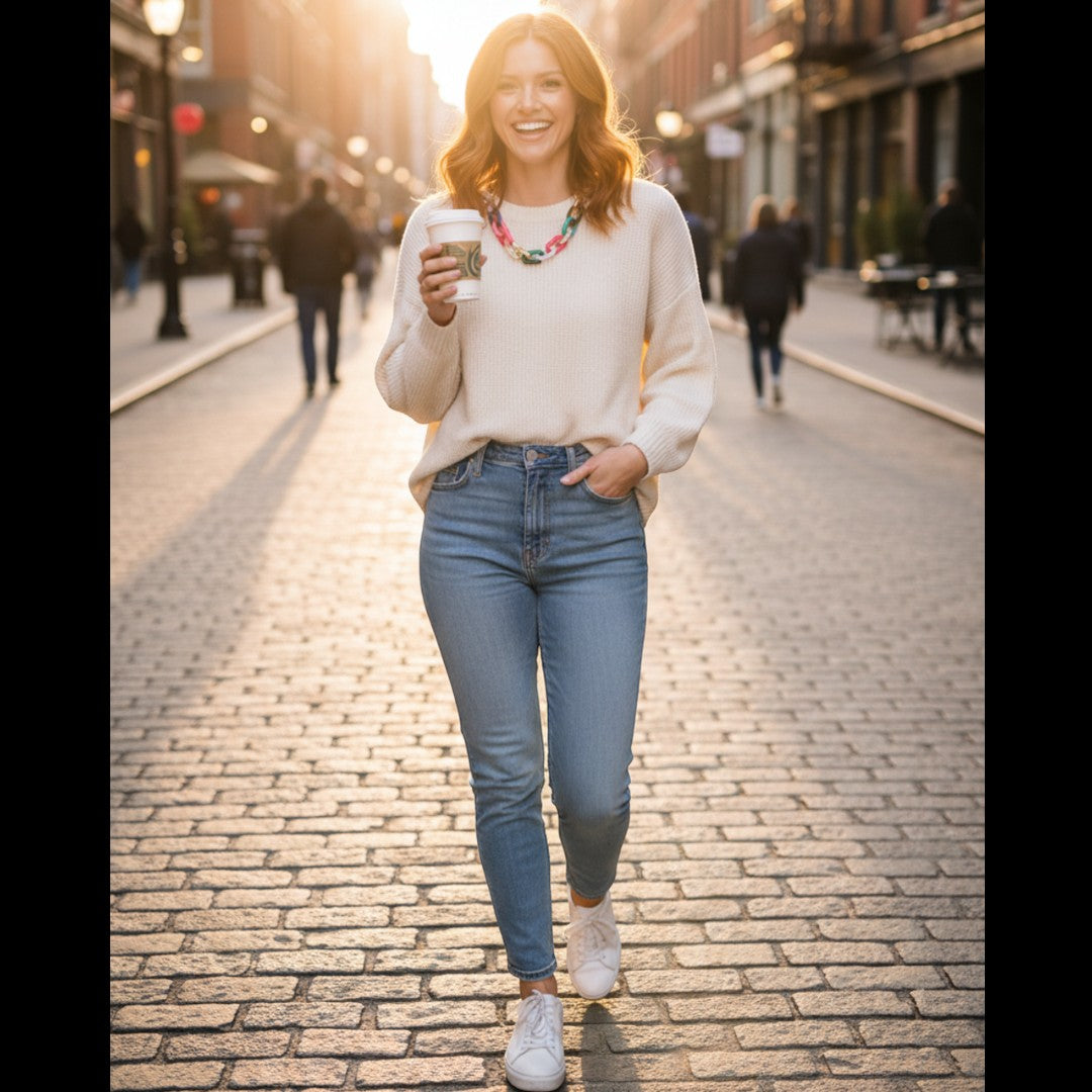 Colorful Resin Link Chain Necklace - everyday styling