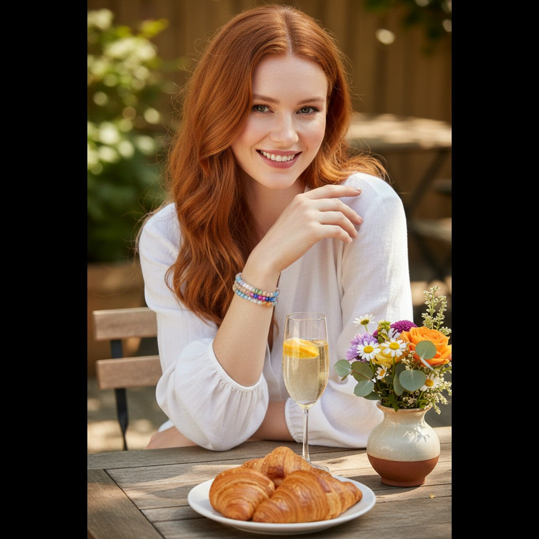 Glass Bead Stretch Bracelet Set - brunch styling