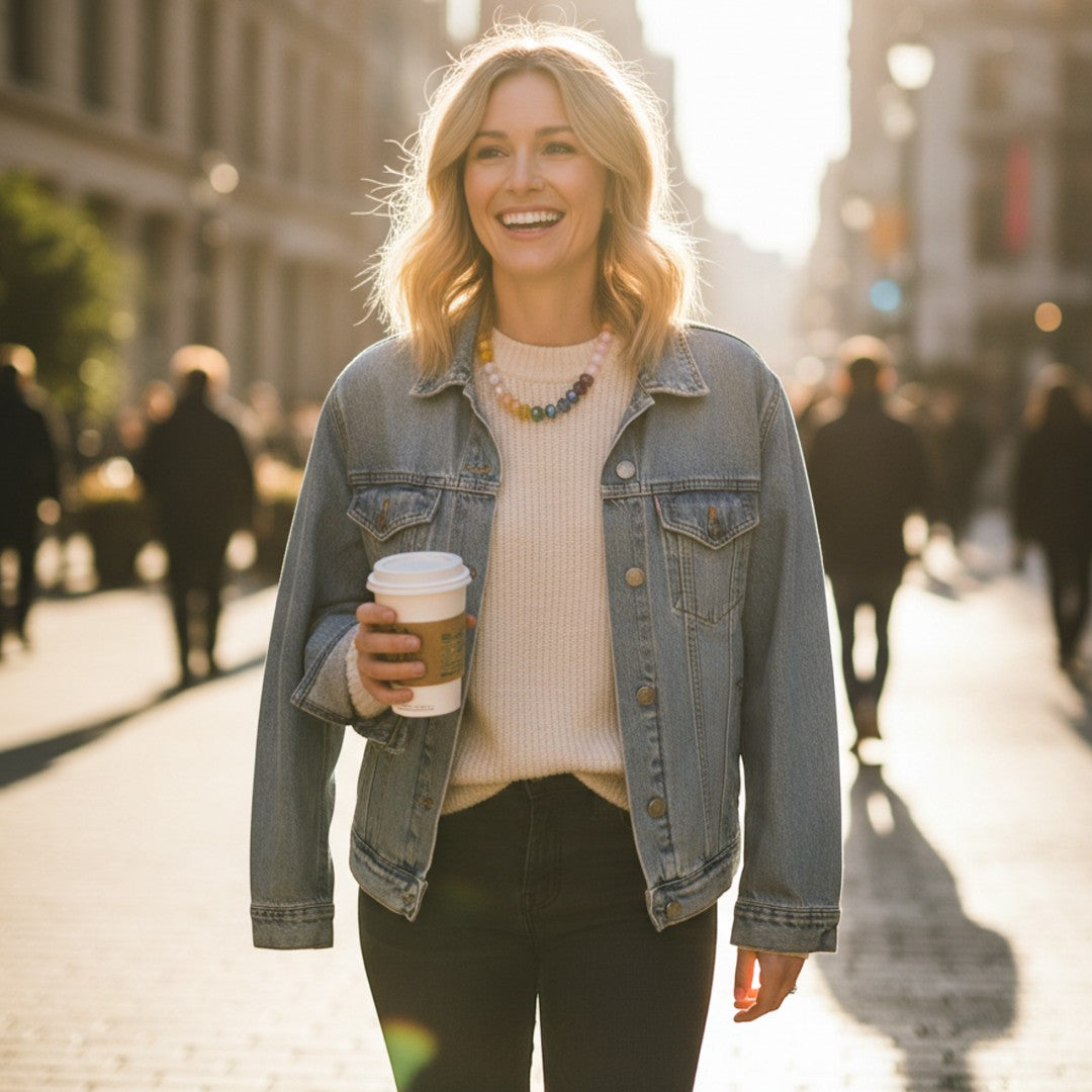 Hand-Knotted Glass Bead Necklace - everyday styling