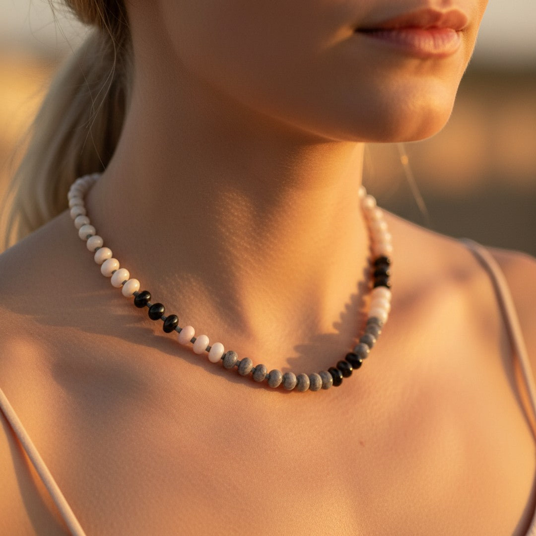 Sipping on Bubbles Gemstone Necklace - closeup styling