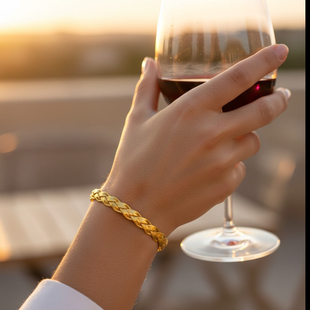 Sipping on Espresso Martinis Leather Wrap Bracelet - closeup styling